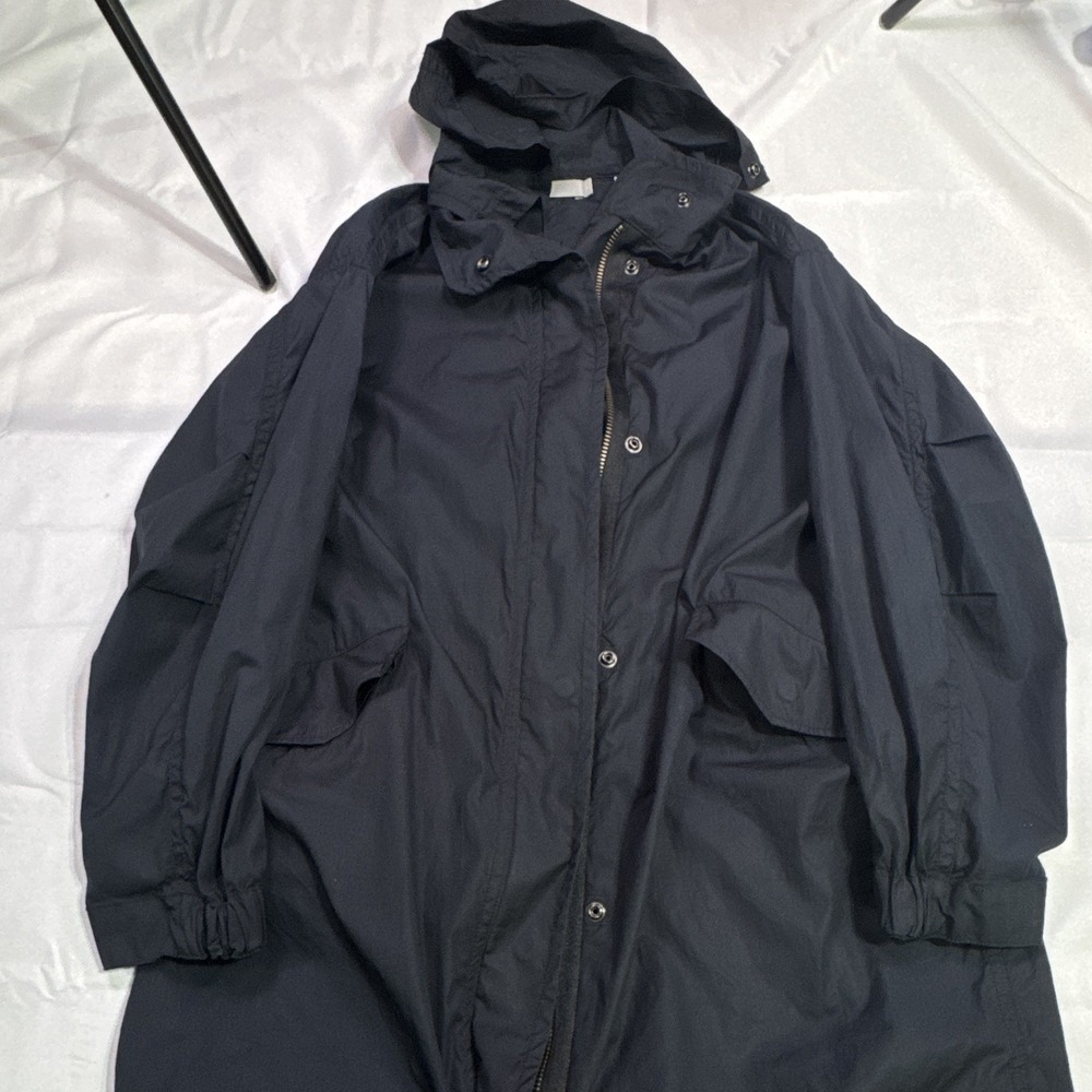Vince Hooded Utility Field Jacket Navy 100% Cotton Full Zip Size S - Picture 3 of 11
